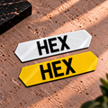 HEX number plates in printed, 3D gel and 4D acrylic styles