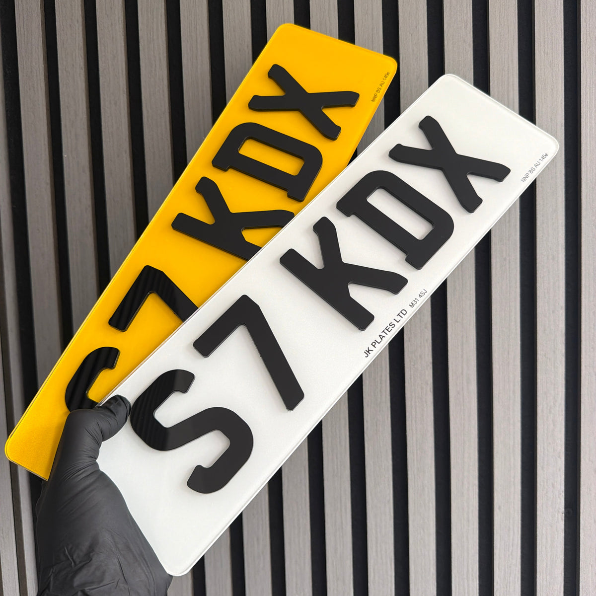 Short number plates in printed, 3D gel and 4D acrylic styles